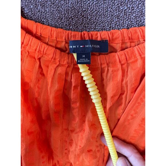 Tommy Hilfiger Puffy Short Sleeve Pullover Blouse Smocked Waist 100% Cotton M - Picture 4 of 9